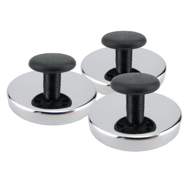 Master Magnetics مغناطيسات قاعدة دائرية من ماستر ماغنيتيكس مع مقبض - 2.04" قطر، 0.98" ارتفاع كلي مع مقبض بقطر 1"، قوة سحب 25 رطل، كروم، عبوة من 3، HMKR-50X3 - Image 1